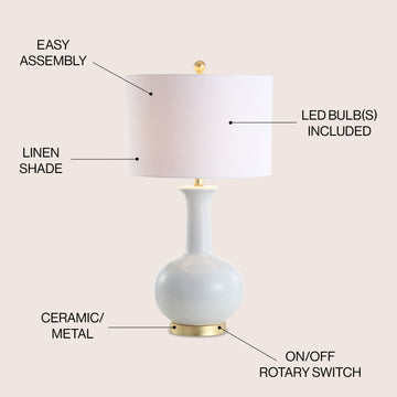 Brussels 27" Ceramic/Metal LED Table Lamp - JONATHAN Y